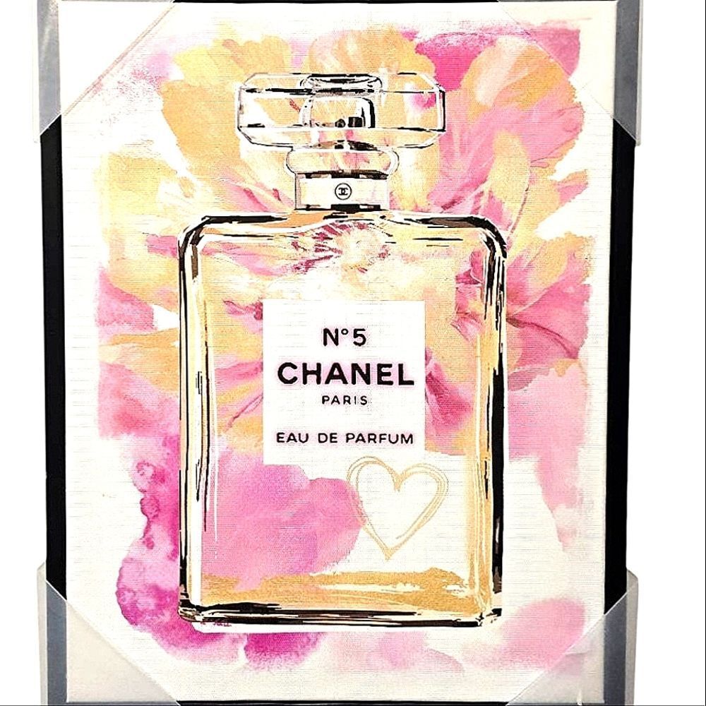 At Home Chanel No. 5 Eau de Parfum Framed Canvas Wall Decor